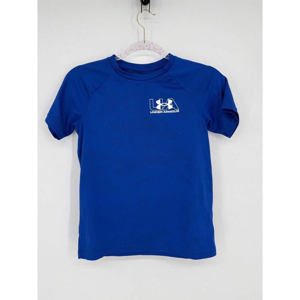 Kids Under Armour Royal Blue Logo T Shirt Short Sleeve‎ Athletic Sz M YMD